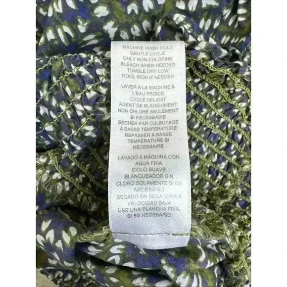 MICHAEL KORS Abstract Green Blue Print Ruffle Top Size S Elastic Waist - Picture 8 of 8